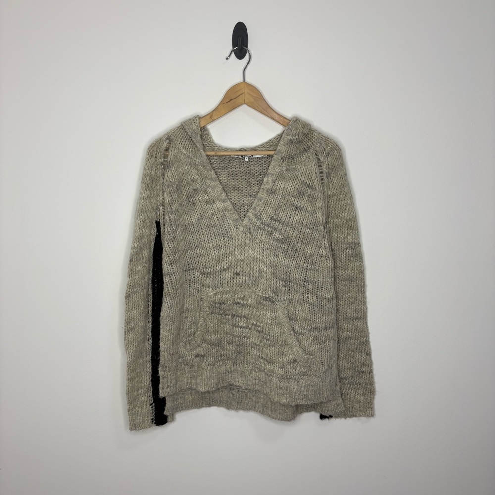 Pam & Gela V neck wool blend side slit sweater hoodie size small